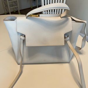 Celine White Grained Leather Belt Bag Micro